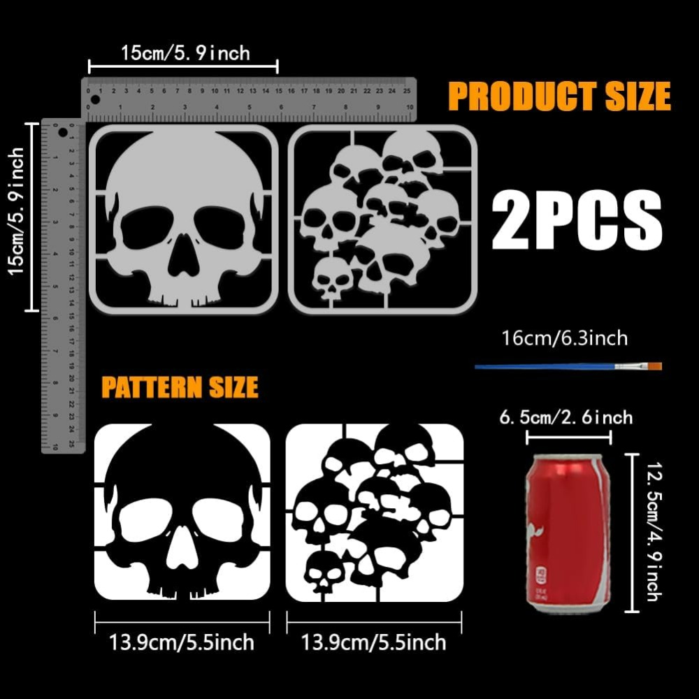 2 Pcs Skull Pattern Stencils w - Photography Technique recensione e prezzo