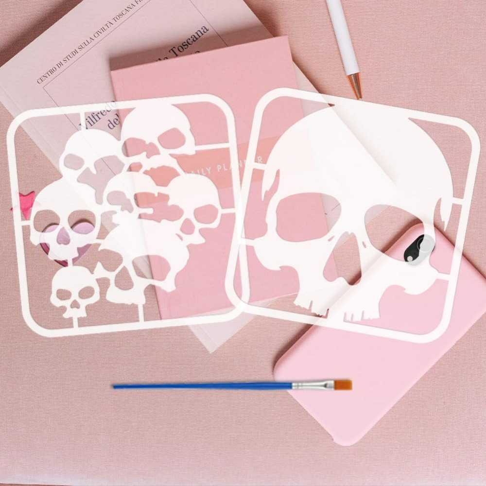 2 Pcs Skull Pattern Stencils w - Photography Technique recensione e prezzo