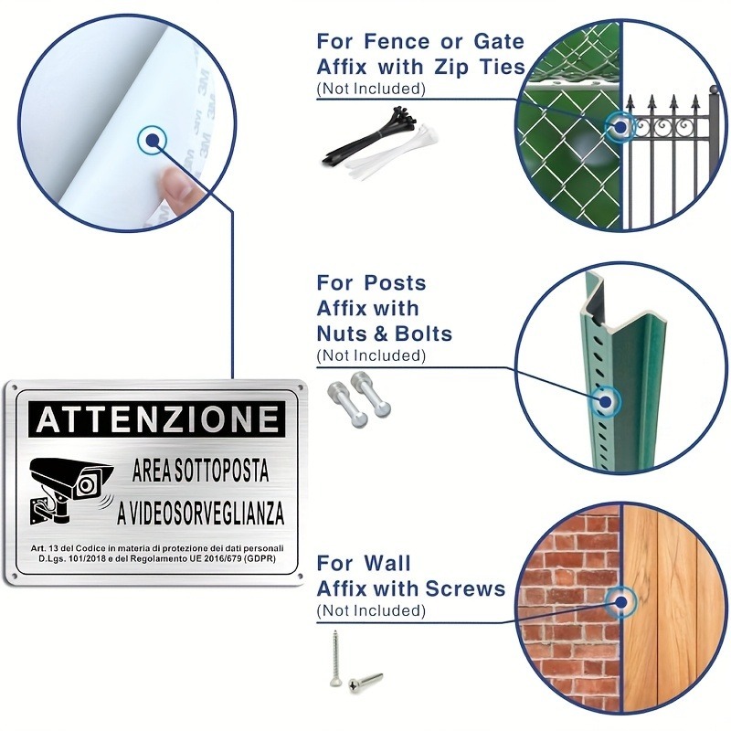 Italian Security Sign 20X30cm  - Photography Unit recensione e prezzo